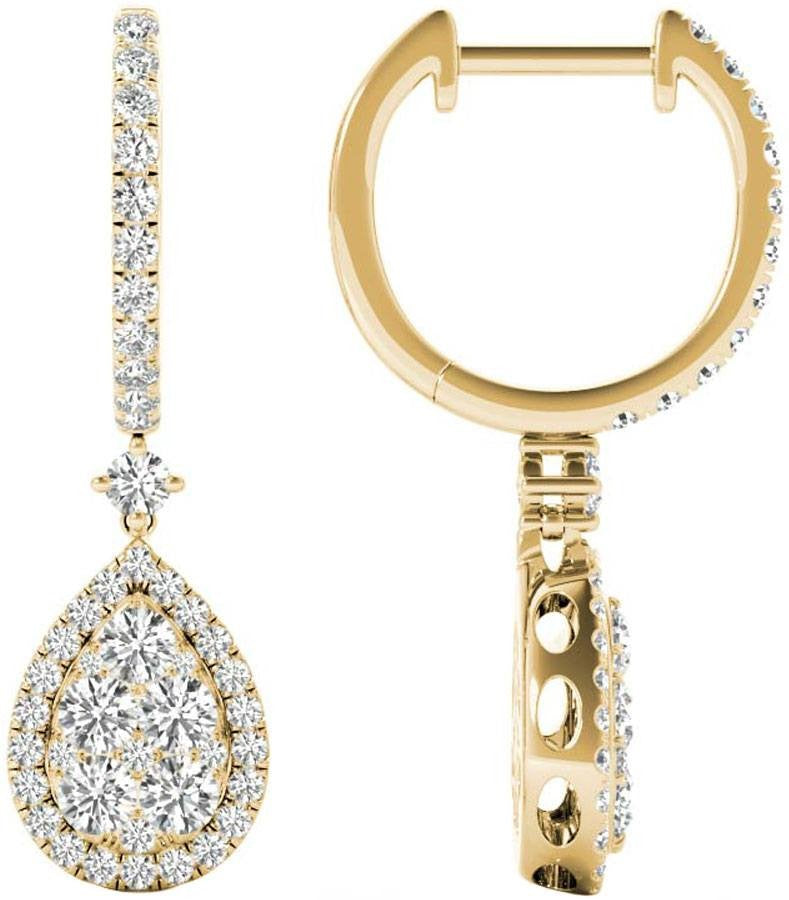 Diamond Earrings, 1.45 Carat Diamonds on 18k Yellow Gold E20240Y