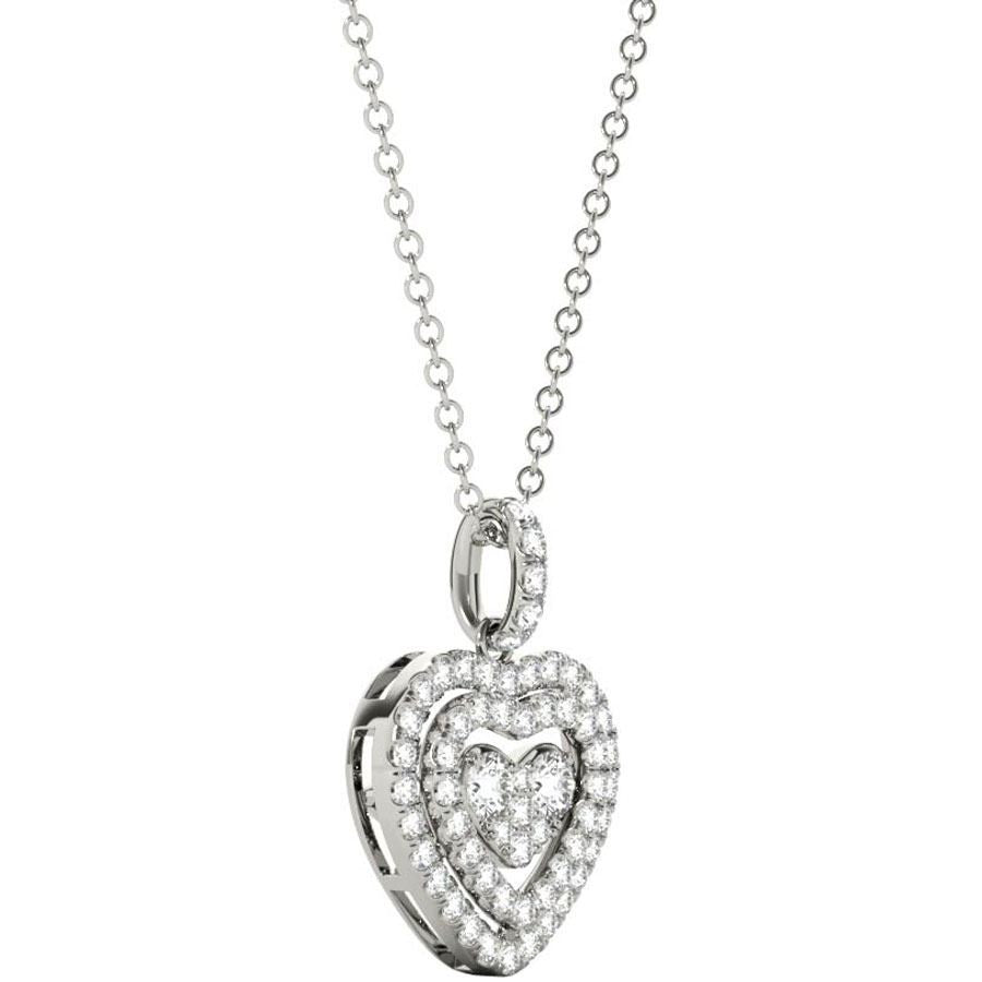 Fluttering Diamond Heart Pendant on White Gold