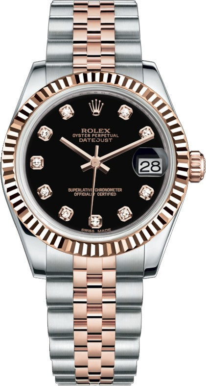 Rolex Datejust 31 Black Diamond Dial Watch 178271-0017