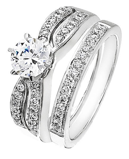 Diamond Wedding Ring Set, .47 Carat Diamonds on 14K White Gold