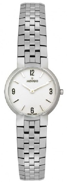 Movado Faceto White Dial Stainless Steel Women's Watch 0605566