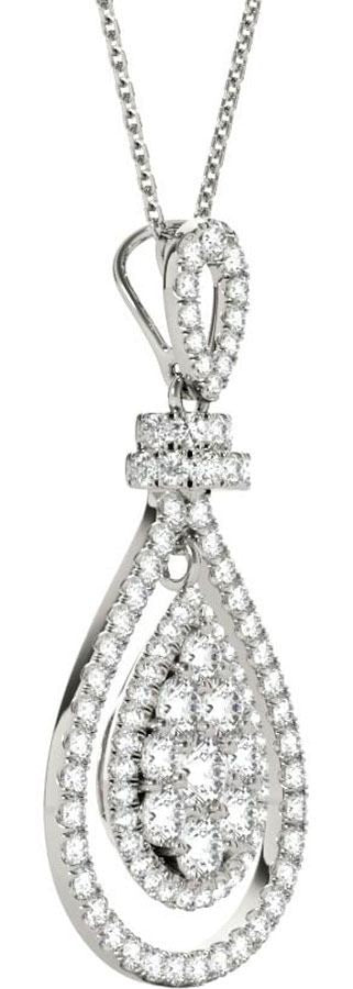 Diamond Oval Pendant, 1.03 Carat on 18k White Gold P20245W